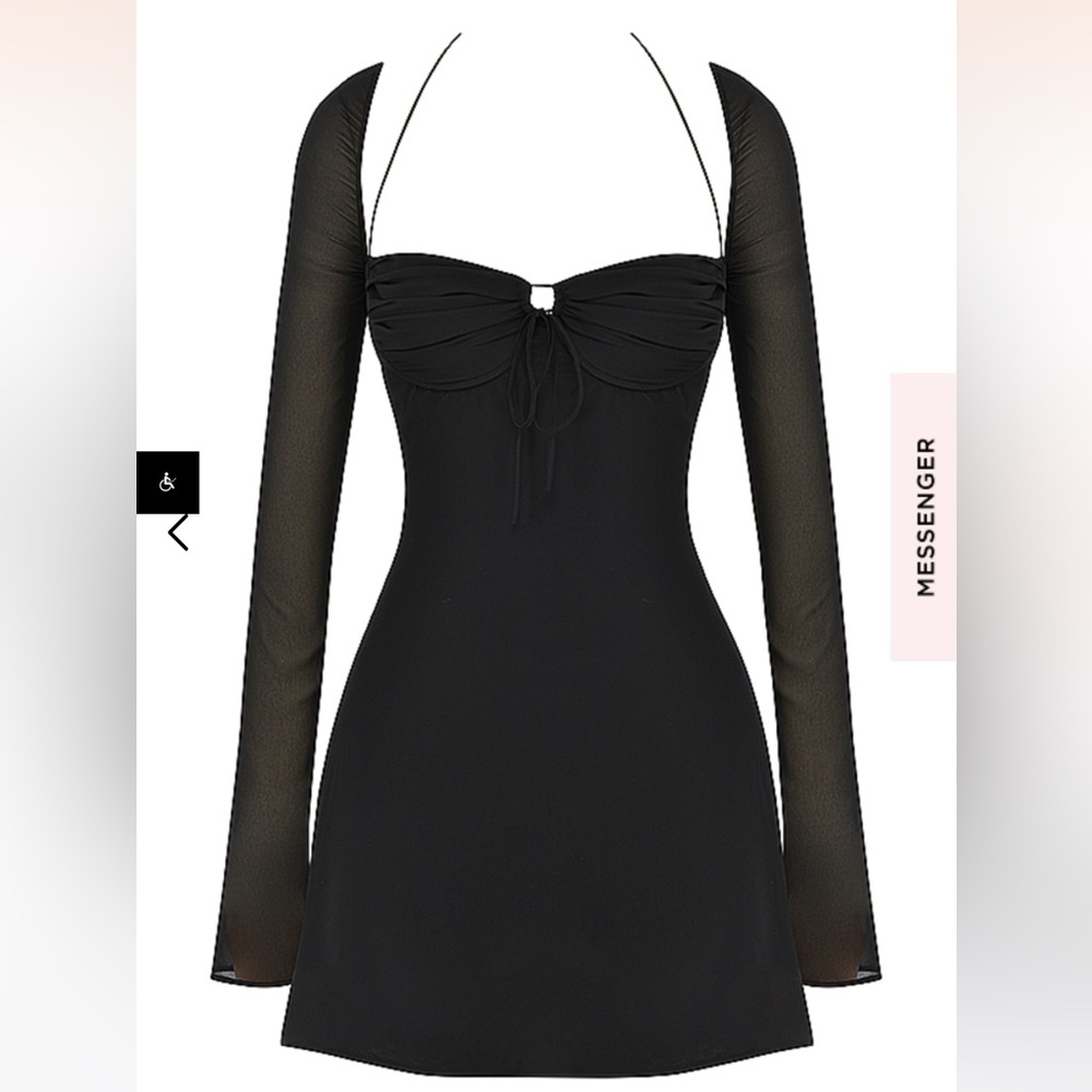 Worn once House of CB black chiffon Babydoll dress